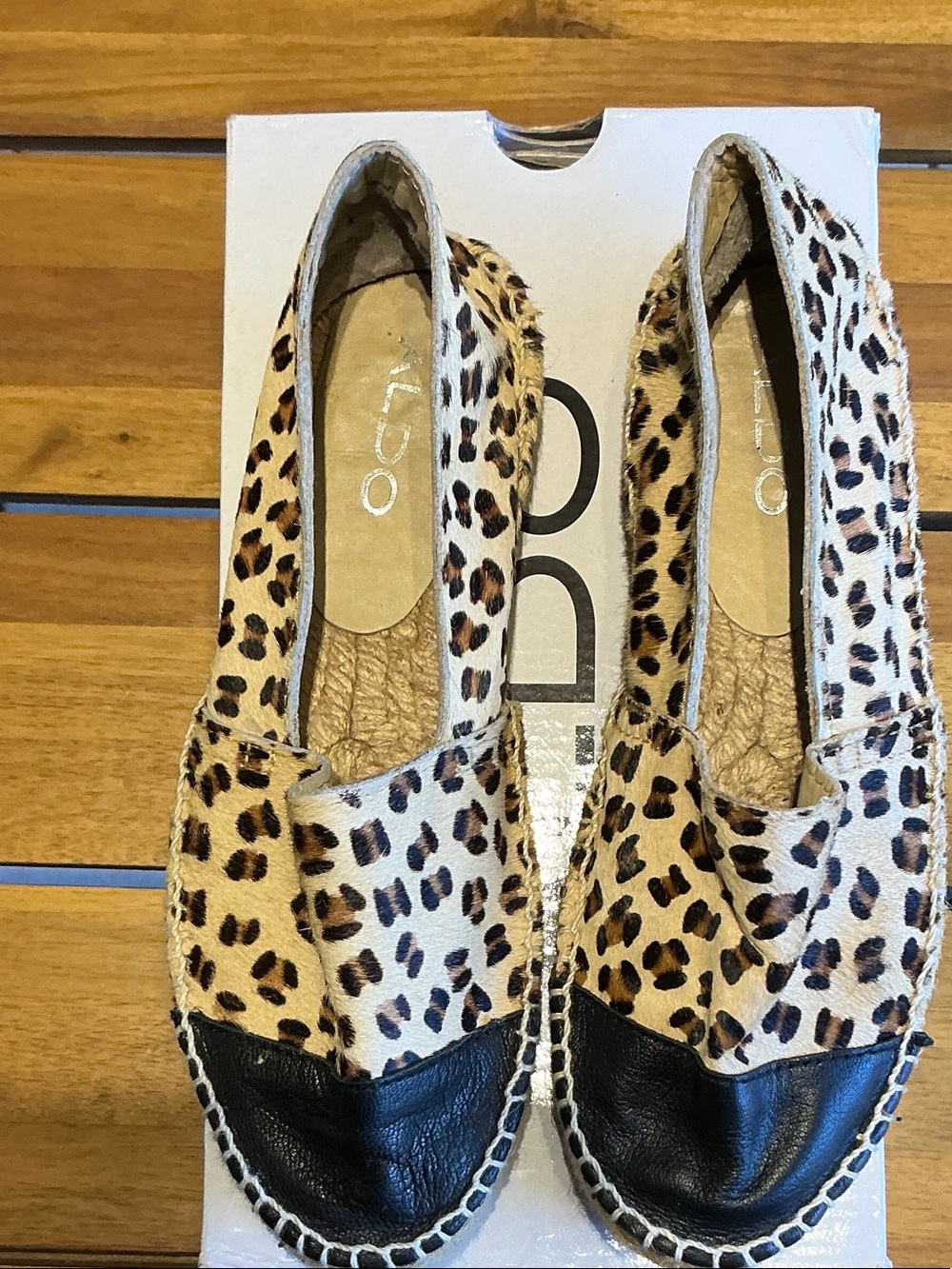 ALDO Leopard-Print Slip-On Flats with Black Toe Cap